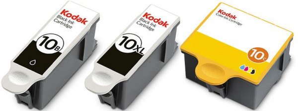 Kodak-Patronen: Die Schwarzpatrone Nr. 10 gibt es mit geringer Füllmenge und als "XL"-Variante. Die Farbpatrone gibt es nur als Nr. 10c.