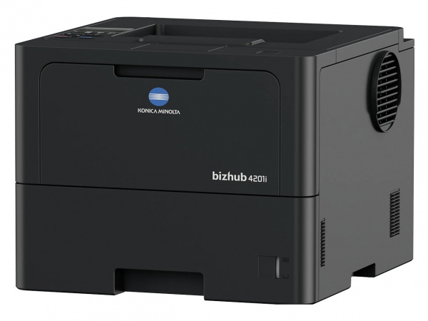 Konica Minolta bizhub 4201i: 42-ipm-Drucker mit kleinerer Standard-Papierkassette und kleinerem Toner.