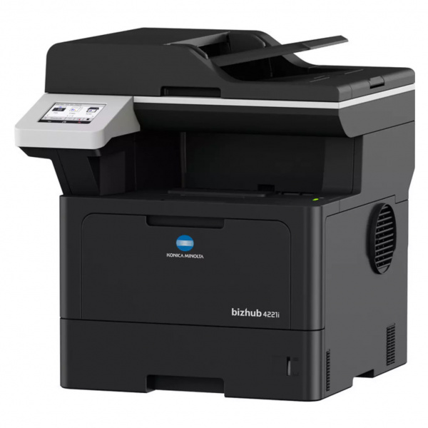 Konica Minolta bizhub 4221i: Multifunktionsversion mit 42-ipm-Druckwerk, und einfacherem ADF-Scanner - immerhin auch mit Dual-Duplex.