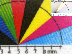 Grafikdruck: Alle Details vorhanden, kräftige Farben und neutrale Grautöne.