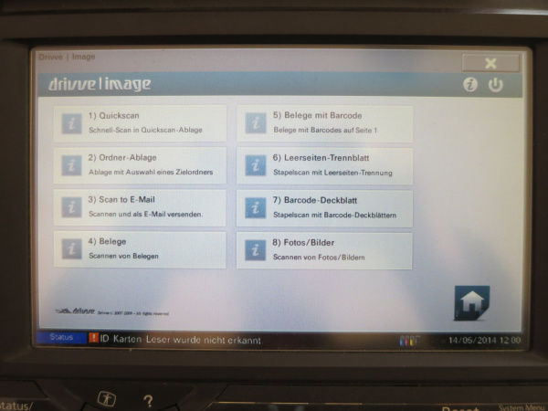 Auswahl: Die Appliance-Software zeigt auf dem Kopiererbildschirm zahlreiche Scanfunktionen.