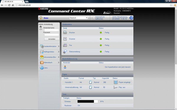 Webserver: Kyocera Ecosys M2535dn.