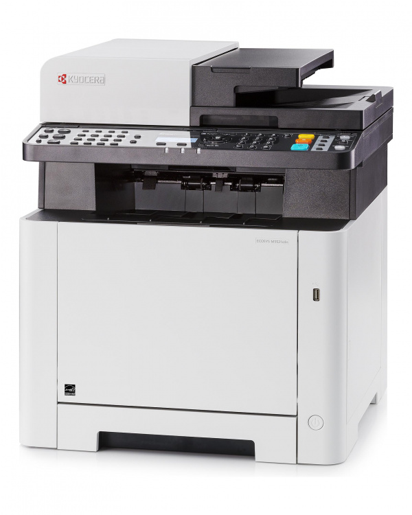 Kyocera Ecosys M5521cdn: Multifunktionsgerät mit Simplex-ADF (Wandeautomatik). Auch als M5521cdw mit Wlan erhältlich.