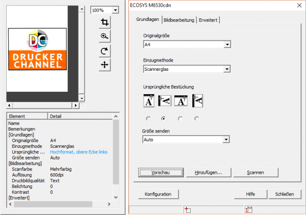 Kyocera Ecosys M6530cdn: Gut funktionierender Treiber ohne große Auffälligkeiten.