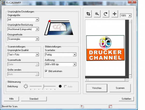 Scannertreiber: Kyocera FS-C2626MFP.