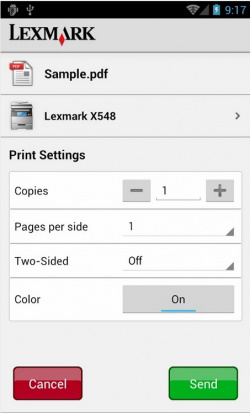 Minimalistisch: Die dröge Oberfläche der Lexmark-App passt zu ihrer Funktionsarmut.