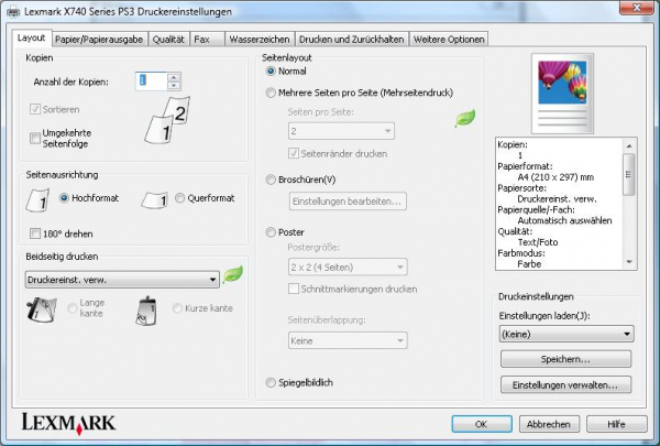 Lexmark-Treiber: Übersichtlich aufgebaut.