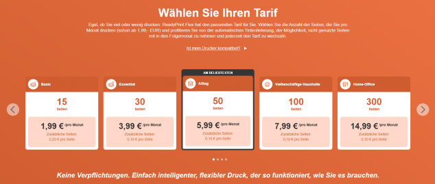 Neue Epson ReadyPrint Flex Tarife ab 2026/05 Mai
