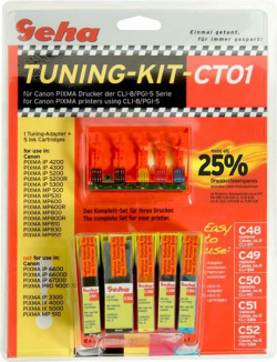 Tuning-Kit-CT01: Das Set besteht aus einem Adapter und fünf Tintenpatronen.