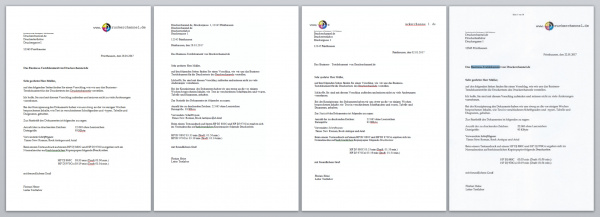 Von Links: Original, Text-OCR, Richtext-OCR, durchsuchbares PDF.