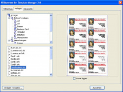Template Manager: Mit Vorlagen, hier für Visitenkarten.