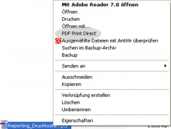 Rechter Mausklick: Öffnet zum PDF-Direktdruck.