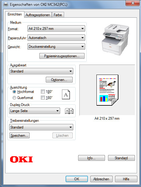 Oki MC342dnw Druckertreiber 1 Einrichten