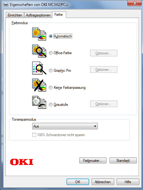 Oki MC342dnw Druckertreiber 3 Farbe