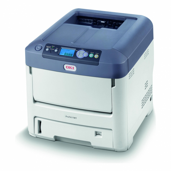 Oki Pro7411WT: Weißtoner-Drucker in A4 schafft 34 ppm auf Papier und 8 ppm auf transparenten Medien.