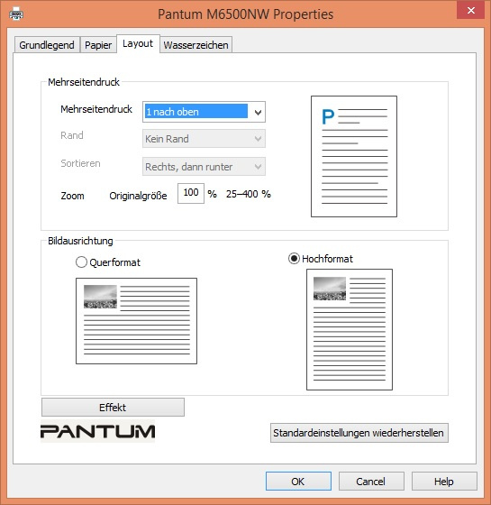 Pantum M6500W Pro Treiber Layout