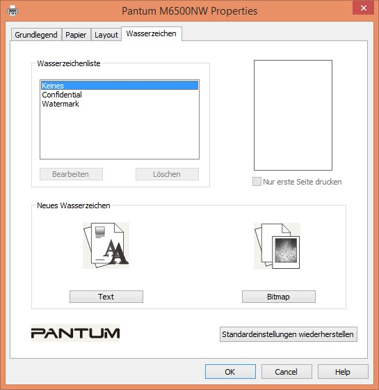 Pantum M6500W Pro Treiber Wasserzeichen