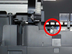 ...the second screw below the paper tray, about 2cms to the right of the first.
