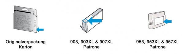 Ablaufdatum: Wie lange HP für eine Tintenpatrone noch garantiert, steht auf der Rückseite vom Druckerkarton oder auf der Patrone selbst - abhängig von der Bauform.