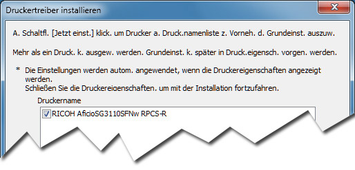 Ricoh Aficio SG 3110SFNw Screenshot Installation