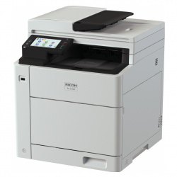 Ricoh M C320FW: Vereinfachte Version mit zudem kleinerem Display und deutlich höheren Folgekosten, die jedoch auf moderatem Level bleiben.