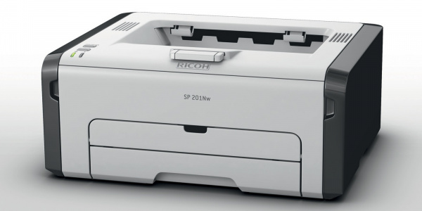 Ricoh SP 201Nw: Einfacher S/W-Laserdrucker mit Ethernet, Wlan und USB.