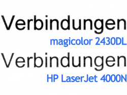 Der Textdruck ist, wie bei einem Laserdrucker zu erwarten, sehr gut, aber fetter als bspw. bei meinem HP LaserJet 4000N.