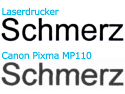 Der Textdruck des MP110 ist für einen Tintenstrahldrucker sehr gut.