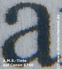 Tintentest Canon S750 Text AMS