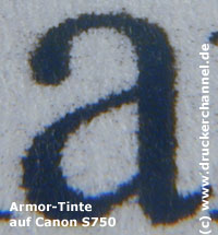 Tintentest Canon S750 Text Armor