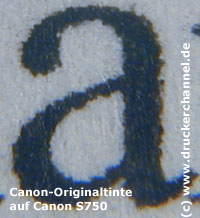 Tintentest Canon S750 Text Canon
