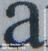 Tintentest Canon S750 Text Data-Becker