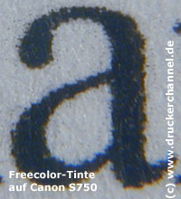 Tintentest Canon S750 Text Freecolor