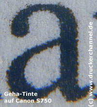 Tintentest Canon S750 Text Geha