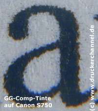 Tintentest Canon S750 Text GG-Comp