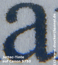 Tintentest Canon S750 Text Jettec