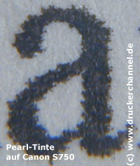Tintentest Canon S750 Text Pearl