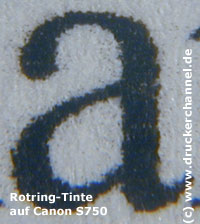 Tintentest Canon S750 Text Rotring