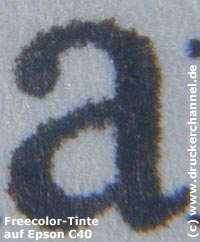 Tintentest Epson C40 Text Freecolor