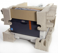Transportverpackung aus Altpapier bei Kyocera-Geräten.