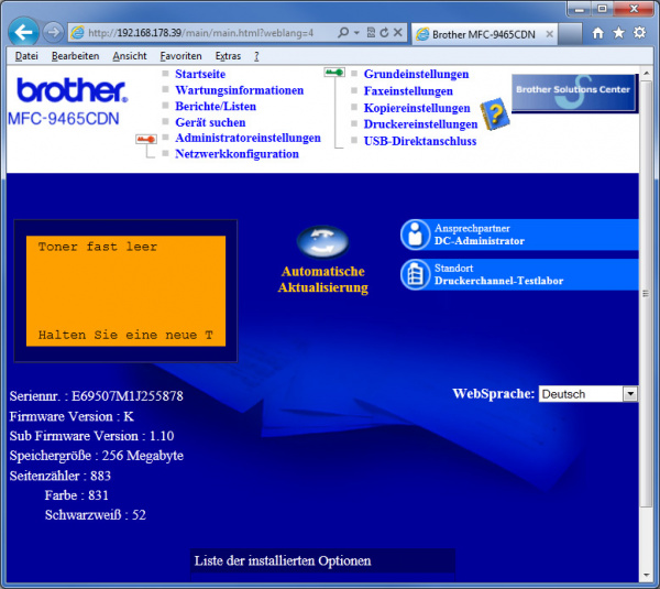 Webserver: Brother MFC-9465CDN.