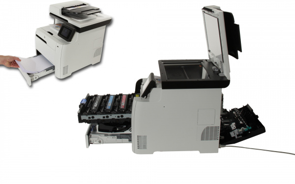 HP Laserjet Pro 400 Color MFP M475dw: Papierstau entfernen und Toner wechseln funktioniert genau so wie bei Canon.