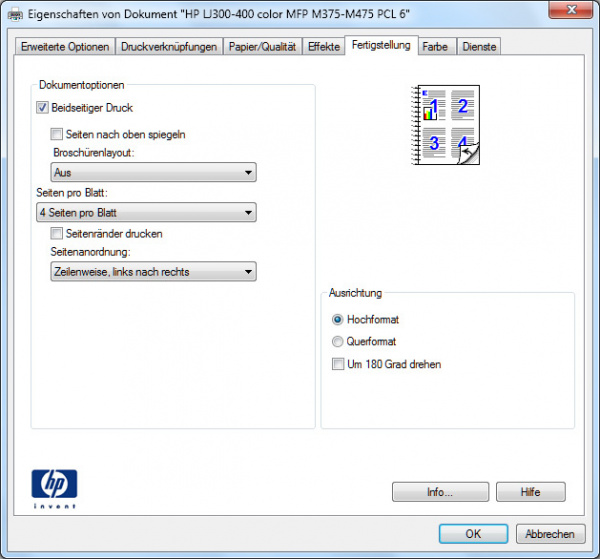 Fertigstellung: Duplexdruck, Broschürenlayout und Handout.