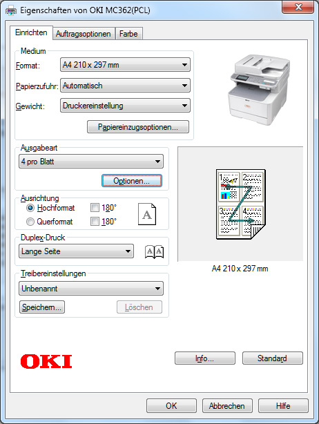 Oki-Treiber: Enthält alles Wichtige bis auf "Secure Print".