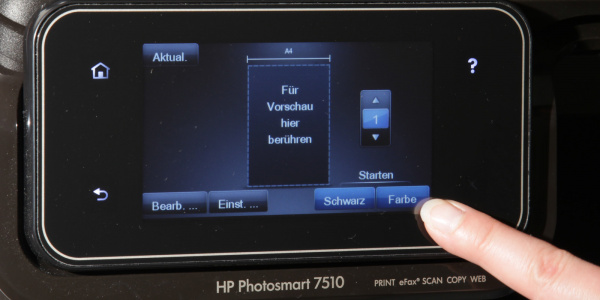 HP Photosmart 7510 C311: Beim 7510 ist es genauso einfach wie beim 6510. Praktisch: Man kann sich vor dem Kopieren eine Vorschau anzeigen lassen.