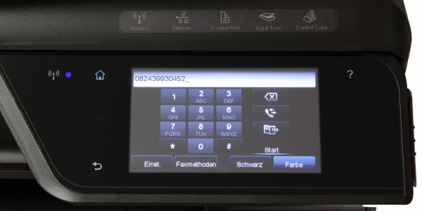 HP Officejet Pro 8600 Plus N911g: Faxnummern kann man über den großen Touchscreen eintippen oder...