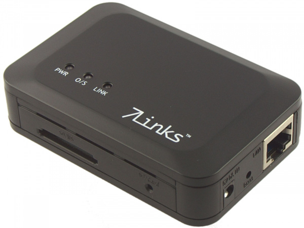 Mehr Server als Print: Das 7Links-Gerät dient in erster Linie der Anbindung von USB-Speichermedien und des integrierten Kartenlesers ins Netz. Den Printserver-Job erledigt er quasi nebenbei, aber nicht für GDI-Drucker.