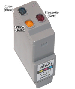BCI-24: Die 3-Farb-Patronen wurden in Druckern bis 2004 verwendet und enthalten nur die Tinte - keine Düsen, kein Chip.