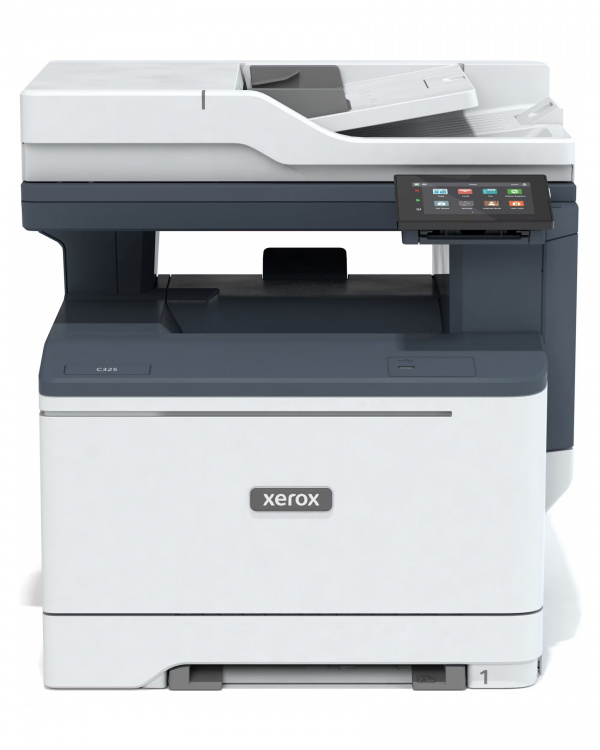 Xerox C325: Farblaser-Multifunktionsmodell mit Dual-Duplex-ADF und Option auf eine weitere Papierkassette. Erst mit dieser erhält man einen "echten" Universaleinzug.