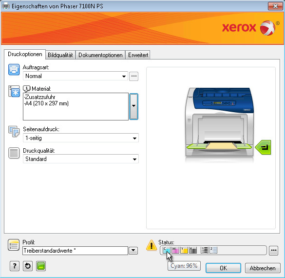 Xerox Phaser 7100 Screenshot PS Treiber